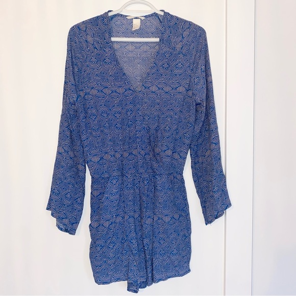 Blue & Cream Paisley Romper - Picture 1 of 3